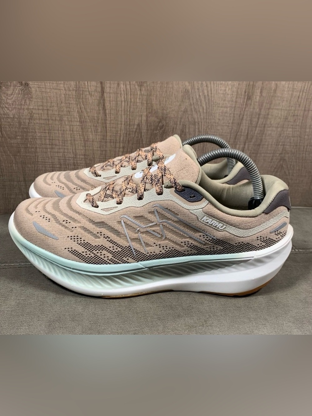 Karhu Neutral Taupe Knit Running Sneakers with Patterned Laces